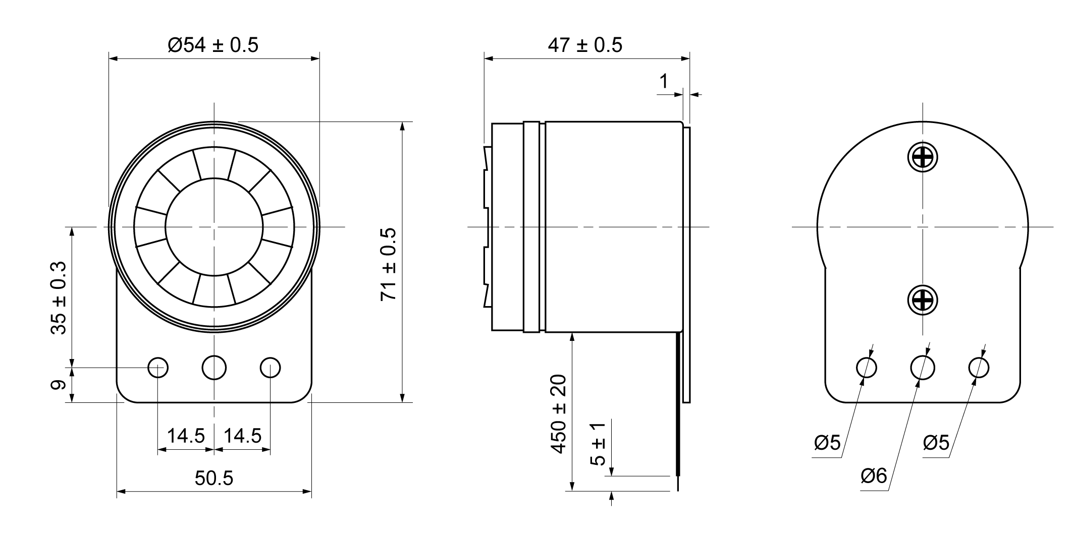 XPB5447-15.35R12W Mechanical Drawing